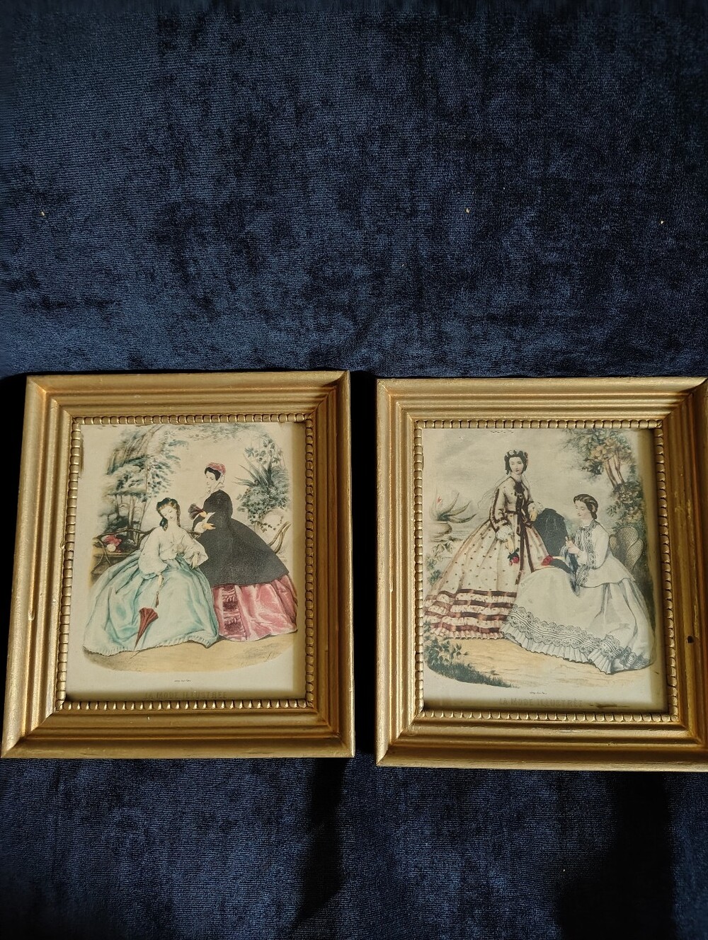 Vtg.  Pair -La Mode Illustree Victorian French Fashion Prints By Eloise Colin